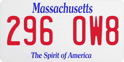 MA license plate 296OW8