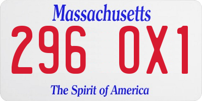 MA license plate 296OX1