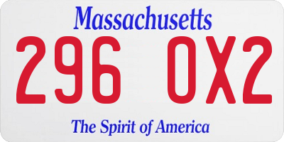 MA license plate 296OX2