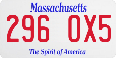 MA license plate 296OX5