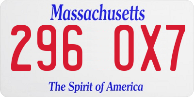 MA license plate 296OX7