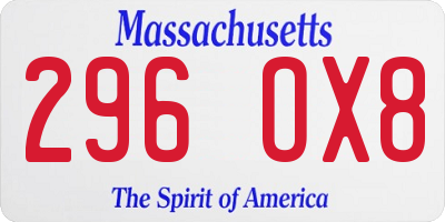 MA license plate 296OX8