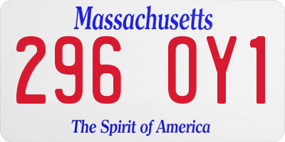 MA license plate 296OY1