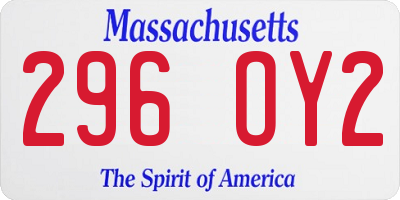 MA license plate 296OY2