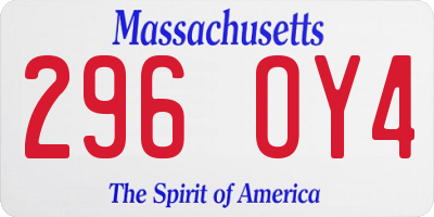 MA license plate 296OY4