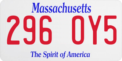 MA license plate 296OY5