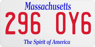 MA license plate 296OY6