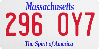 MA license plate 296OY7