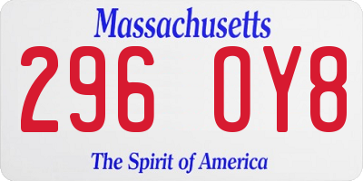 MA license plate 296OY8
