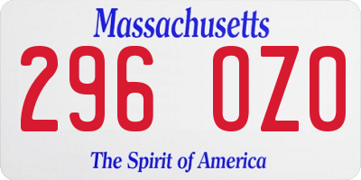 MA license plate 296OZ0
