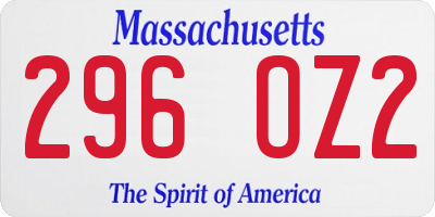 MA license plate 296OZ2