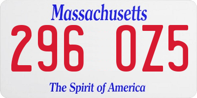 MA license plate 296OZ5