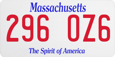 MA license plate 296OZ6