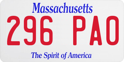 MA license plate 296PA0