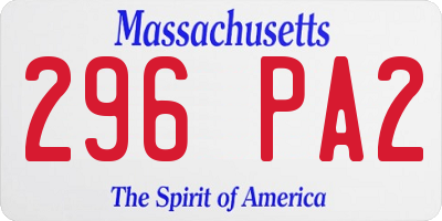 MA license plate 296PA2