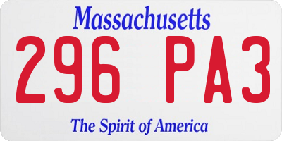 MA license plate 296PA3