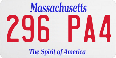 MA license plate 296PA4