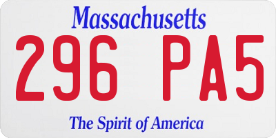 MA license plate 296PA5