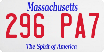 MA license plate 296PA7