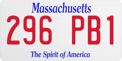 MA license plate 296PB1