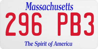 MA license plate 296PB3