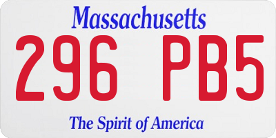 MA license plate 296PB5