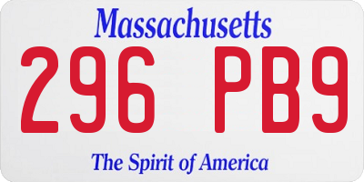 MA license plate 296PB9