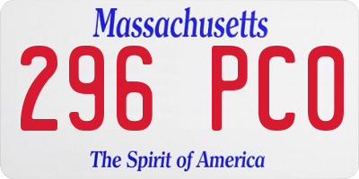 MA license plate 296PC0