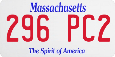 MA license plate 296PC2