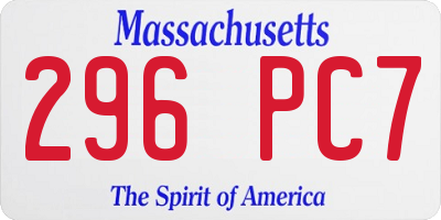 MA license plate 296PC7