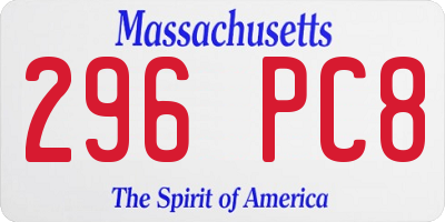 MA license plate 296PC8