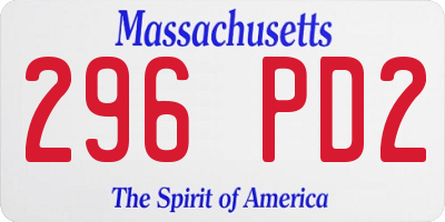 MA license plate 296PD2
