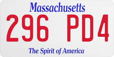 MA license plate 296PD4