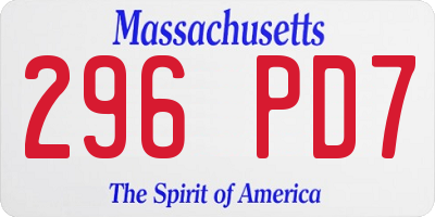 MA license plate 296PD7