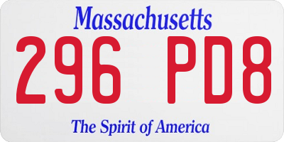 MA license plate 296PD8