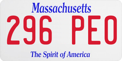 MA license plate 296PE0