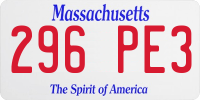 MA license plate 296PE3