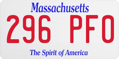 MA license plate 296PF0