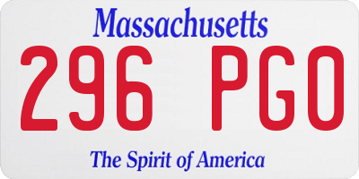 MA license plate 296PG0