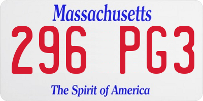 MA license plate 296PG3