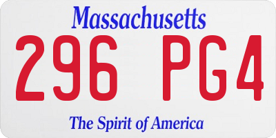 MA license plate 296PG4