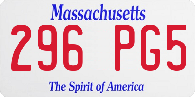 MA license plate 296PG5
