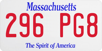 MA license plate 296PG8