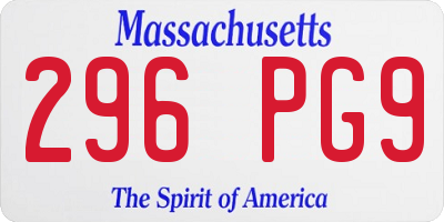 MA license plate 296PG9