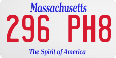 MA license plate 296PH8