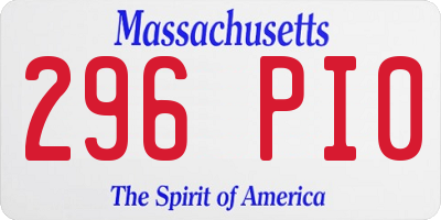 MA license plate 296PI0