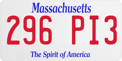 MA license plate 296PI3