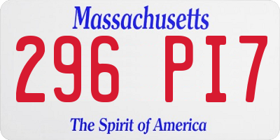 MA license plate 296PI7