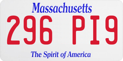 MA license plate 296PI9