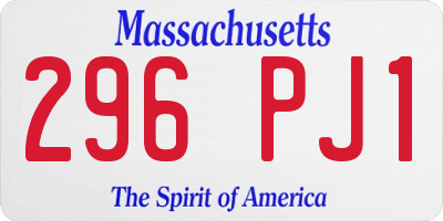 MA license plate 296PJ1